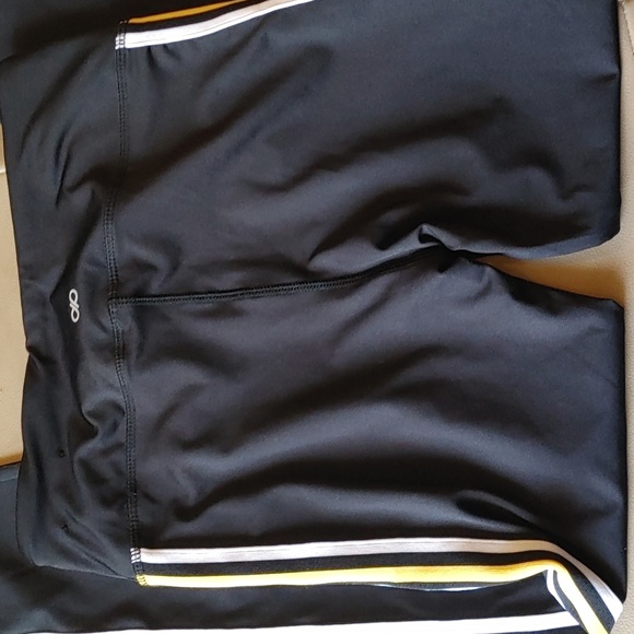 3/$40 Infinite Black With Yellow & White Stripes Leggings - Picture 3 of 4